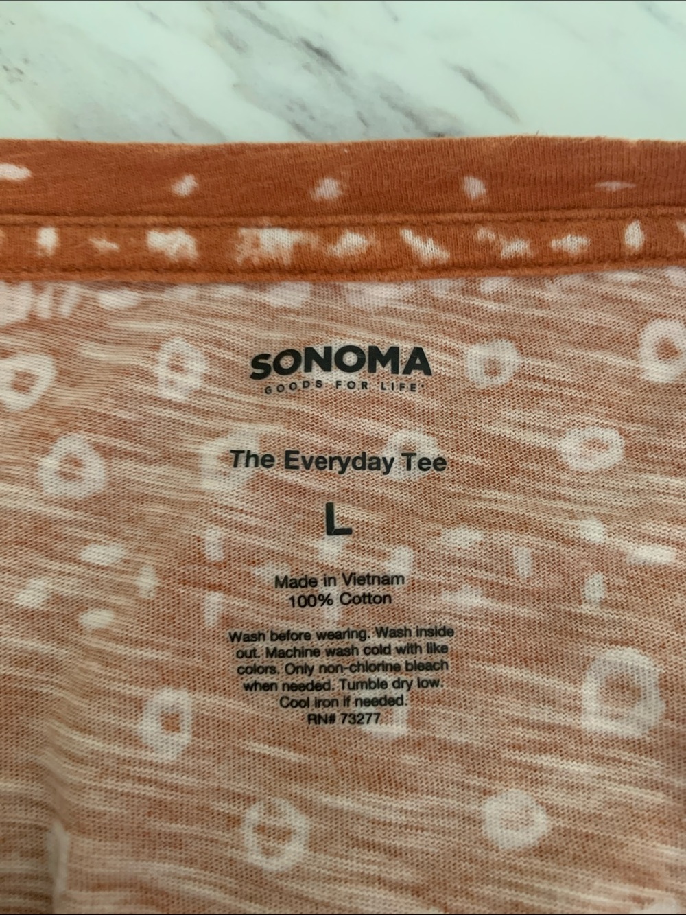 Sonoma Burnt Orange Long-Sleeve Crewneck with White Dot Print - Picture 3 of 3